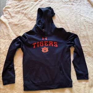 Under Armour Navy Hoodie with Orange 'Tigers' and AU Emblem
